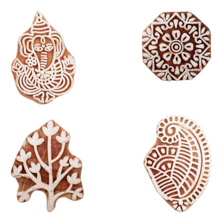 Set of 4 Piece New Mix Wooden Printing Block